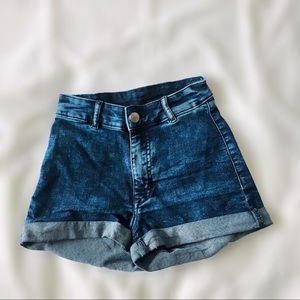 Super High Waisted Dark Wash Jean Shorts